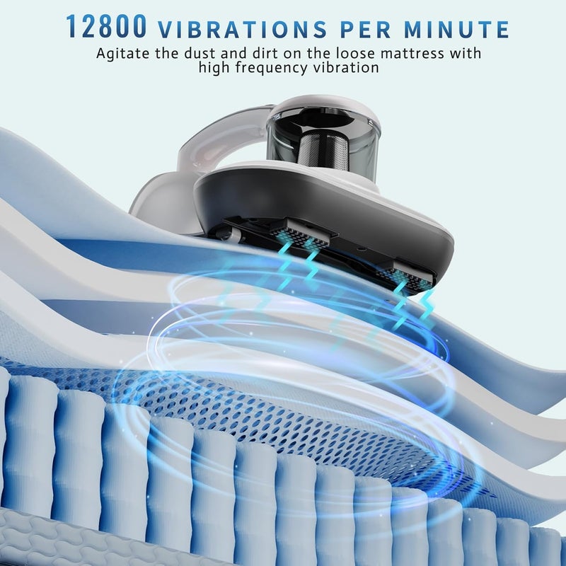 Hersven Mattress Vacuum Cleaner, Handheld UV Bed Vacuum Cleaner 16KPa & 12800 Vibrations Per/Min Upgraded Effectively Clean Up Bed, Pillows, Cloth Sofas, Carpets and Ther Fabric Surfaces - Image 3